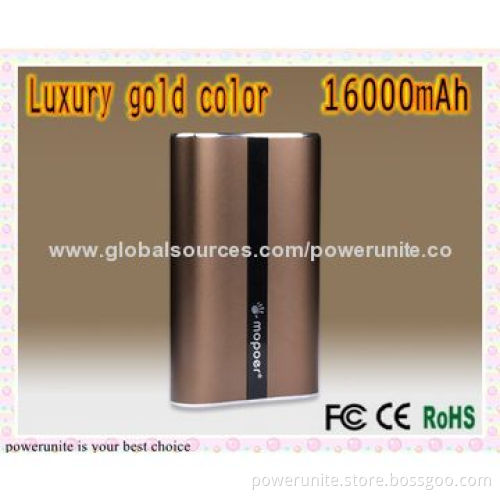 16,000mAh Metal Case Power Banks with Dual USB Port, Sized 130*80*23mm, 5V DC-1/2.1A Output